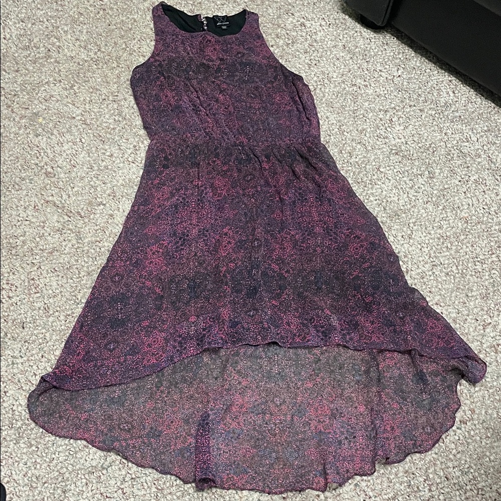 Ella moss 100% silk Purple and Pink Sleeveless High-Low asymmetrical hem Dress